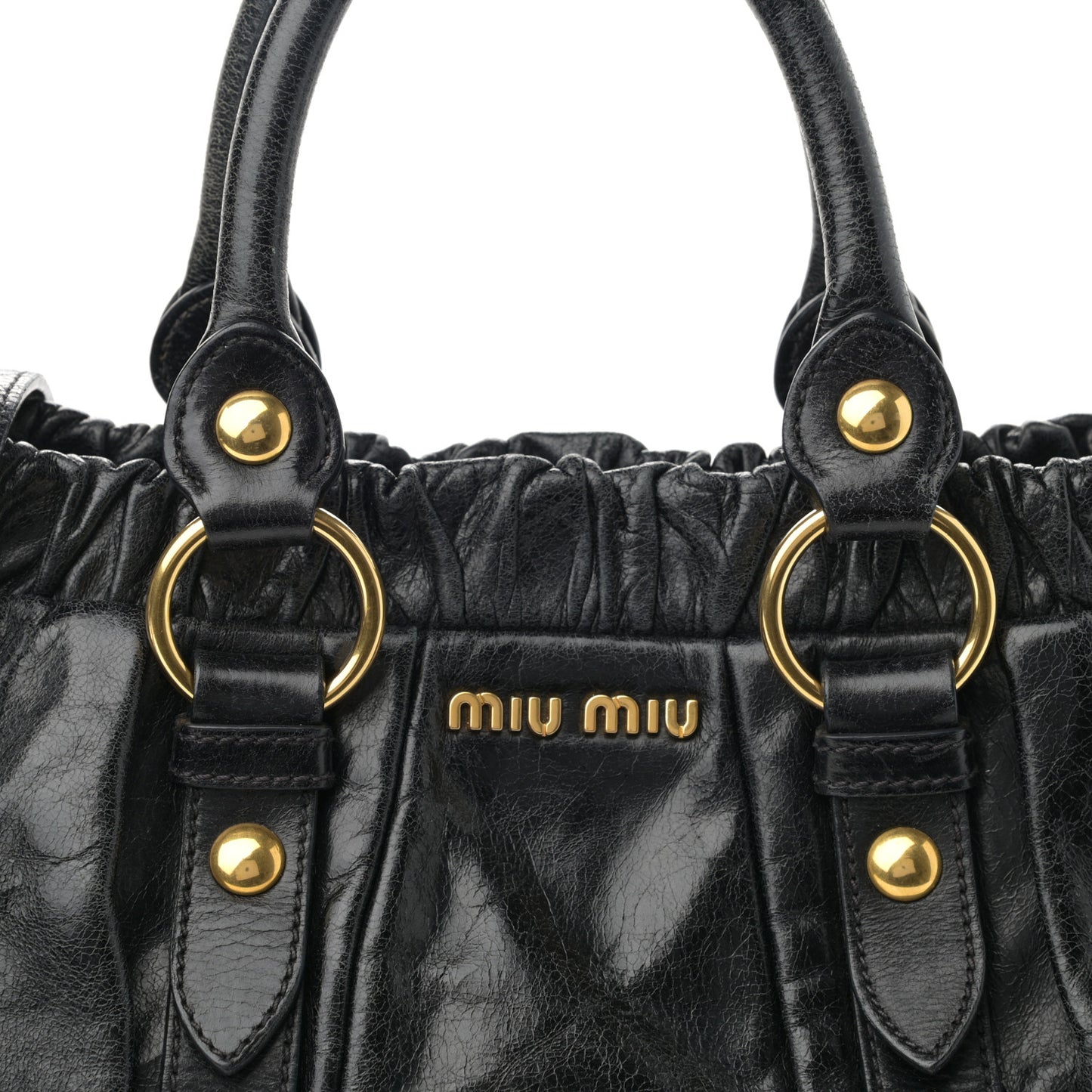 Vitello Lux Gathered Tote Black