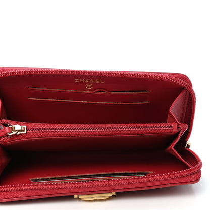 Chanel Lambskin Quilted Small Boy Zip Around Wallet Dark Red 4 of 4