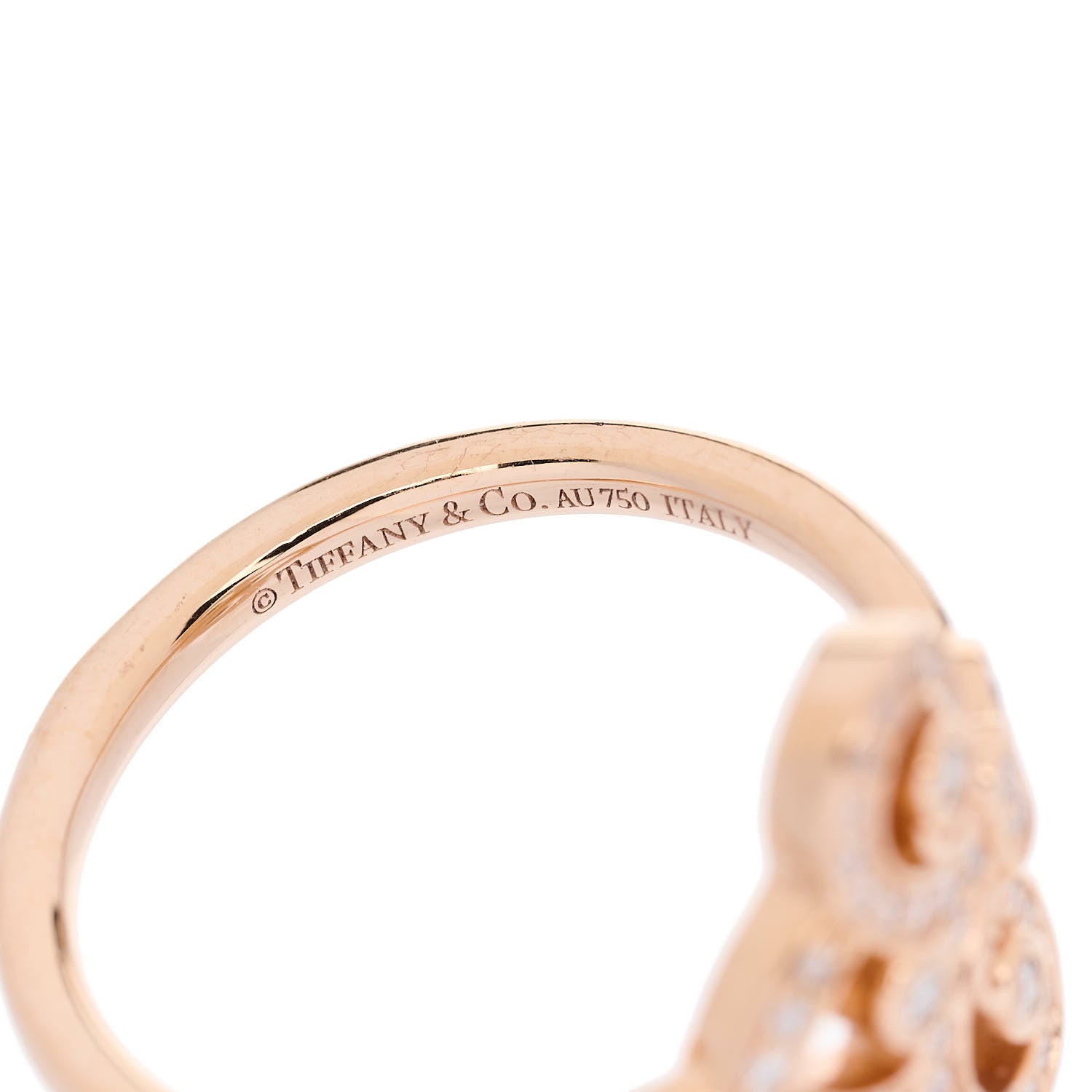 Tiffany 18K Rose Gold Diamond Fleur de Lis Ring 53 6.5 4 of 5