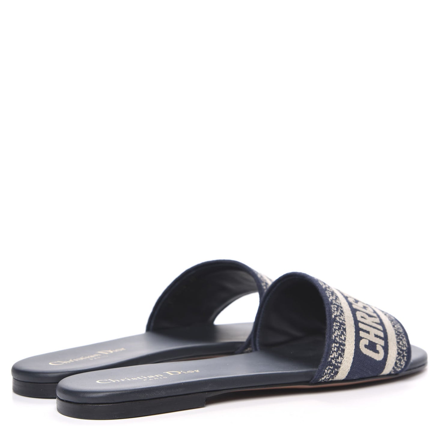 Canvas Embroidered Dway Mules Slide Sandals 40 Deep Blue