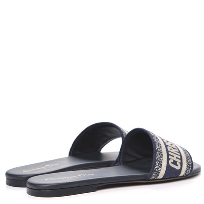 Christian Dior Canvas Embroidered Dway Mules Slide Sandals 40 Deep Blue 4 of 9