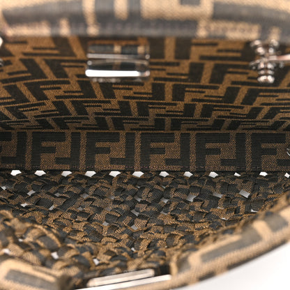 Fendi Fabric Jacquard FF 1974 Woven Knotted Mini Peekaboo I SEE U Satchel Tobacco Moro 7 of 13