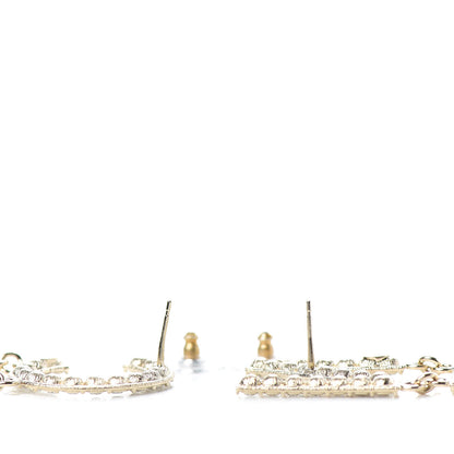 Chanel Crystal Cha-Nel Logo Drop Earrings Gold 3 of 4
