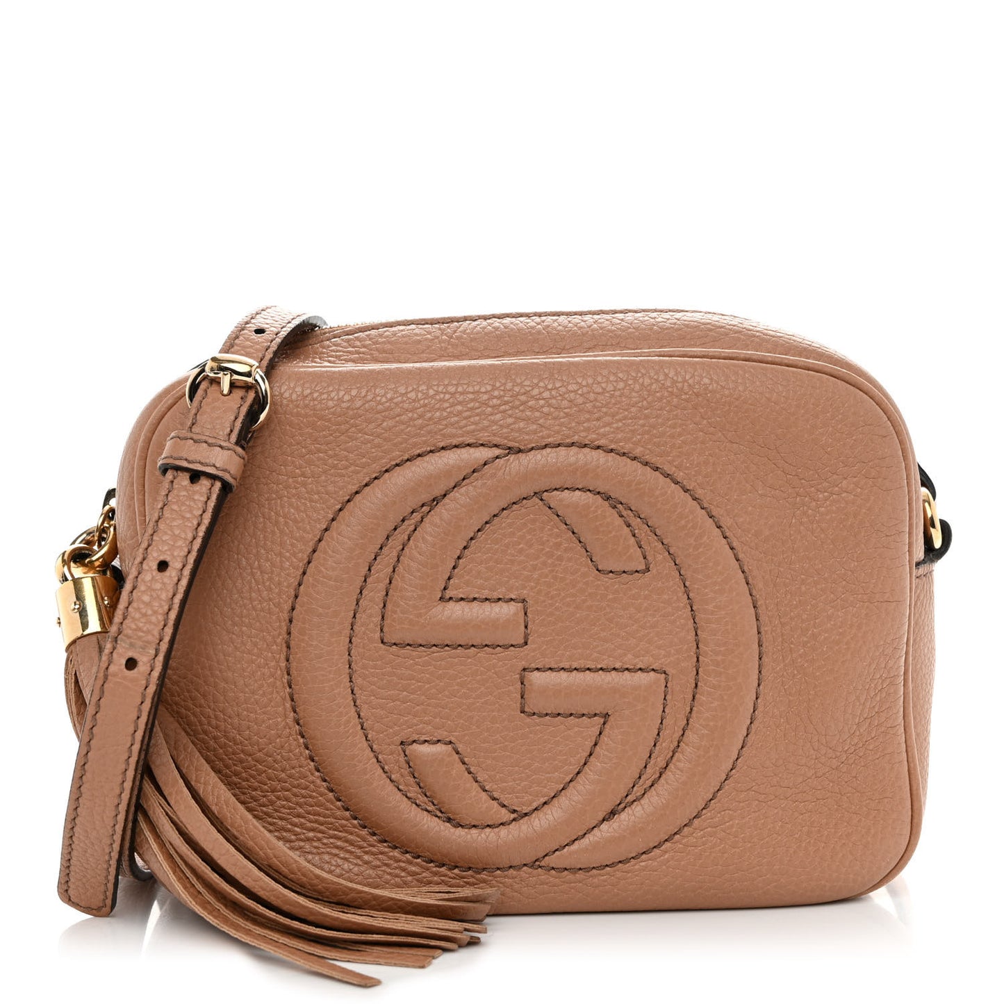 Pebbled Calfskin Small Soho Disco Bag Camelia
