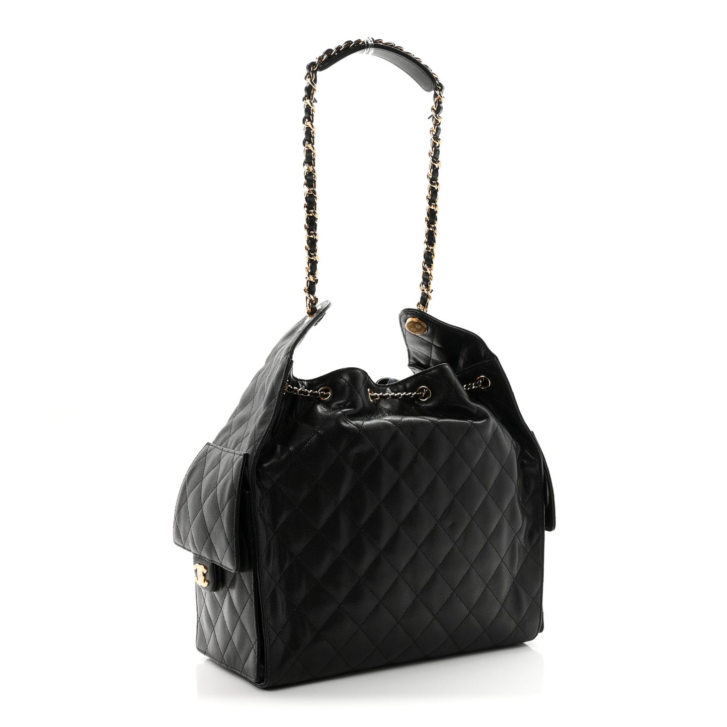 Caviar Quilted Medium Chanel 25 Handbag Black