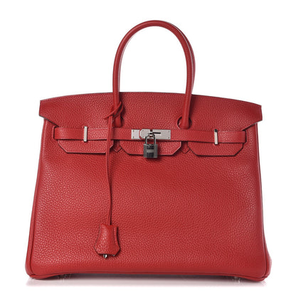 Hermes Taurillon Clemence Birkin 35 Rouge Casaque 1 of 30