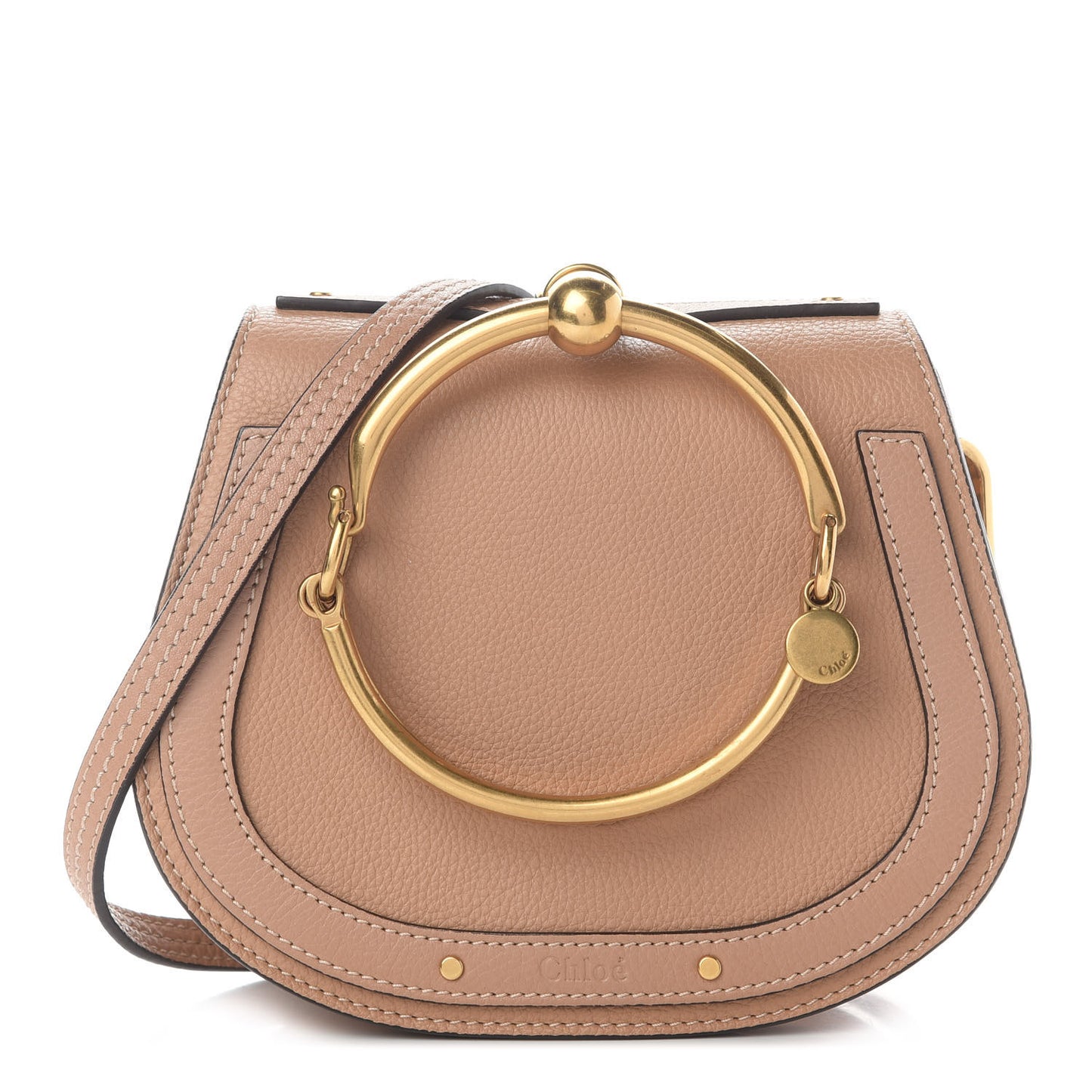 Calfskin Suede Small Nile Bracelet Bag Biscotti Beige