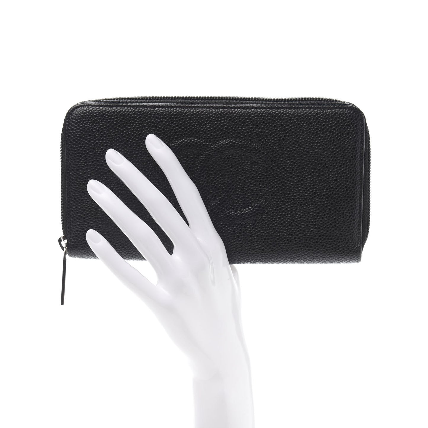 Caviar Large Timeless CC Zip Around Wallet Black