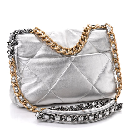 Chanel Metallic Lambskin Quilted Medium Chanel 19 Flap Silver 2 of 9
