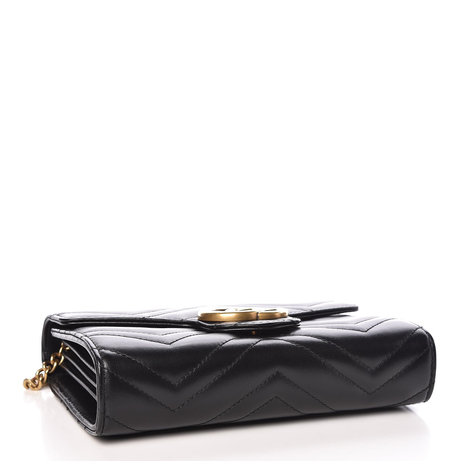 Gucci Calfskin Matelasse GG Marmont Chain Wallet Black 4 of 10