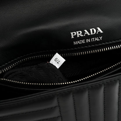 Prada Soft Calfskin Impunture Diagramme Medium Chain Flap Shoulder Bag Black 7 of 10