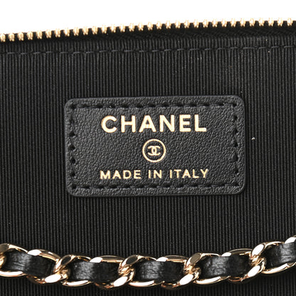 Chanel Lambskin Camellia Embossed Small Vanity Case With Chain Black 6 of 9