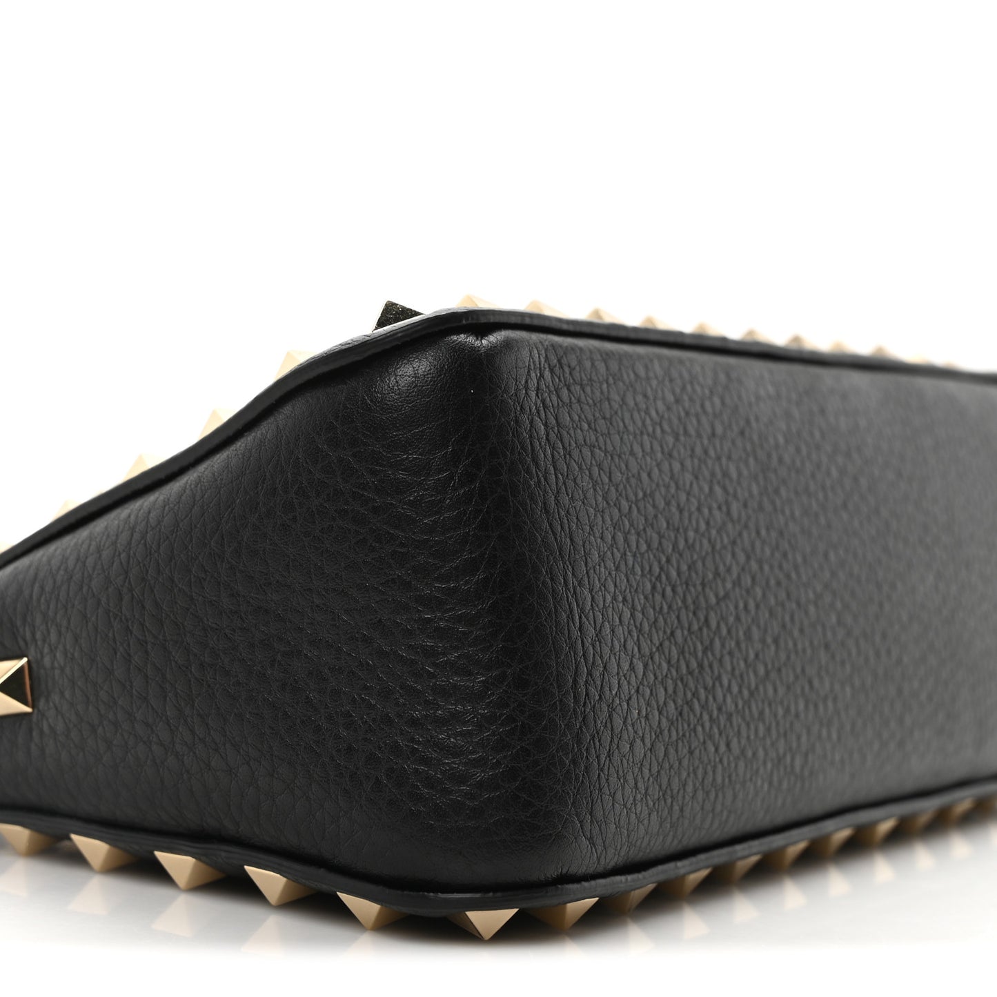 Pebbled Calfskin Small Rockstud Flip Lock Shoulder Bag Black