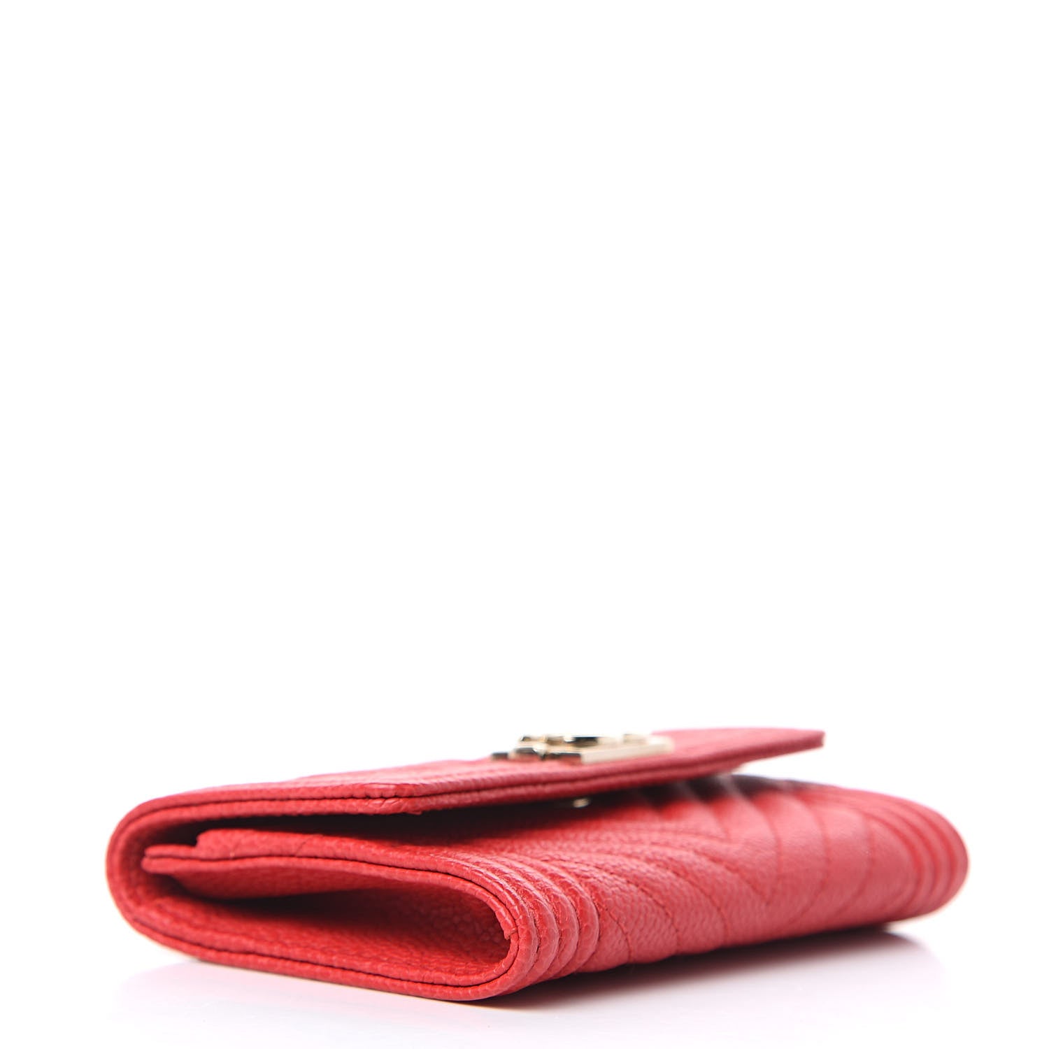 Chanel Caviar Chevron Quilted Boy Flap Card Holder Red 4 of 9