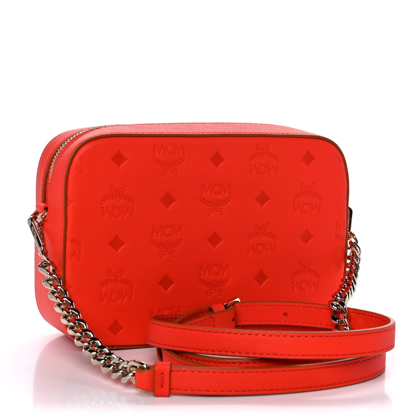 Calfskin Ottomar Monogram Klara Crossbody Bag Hot Coral
