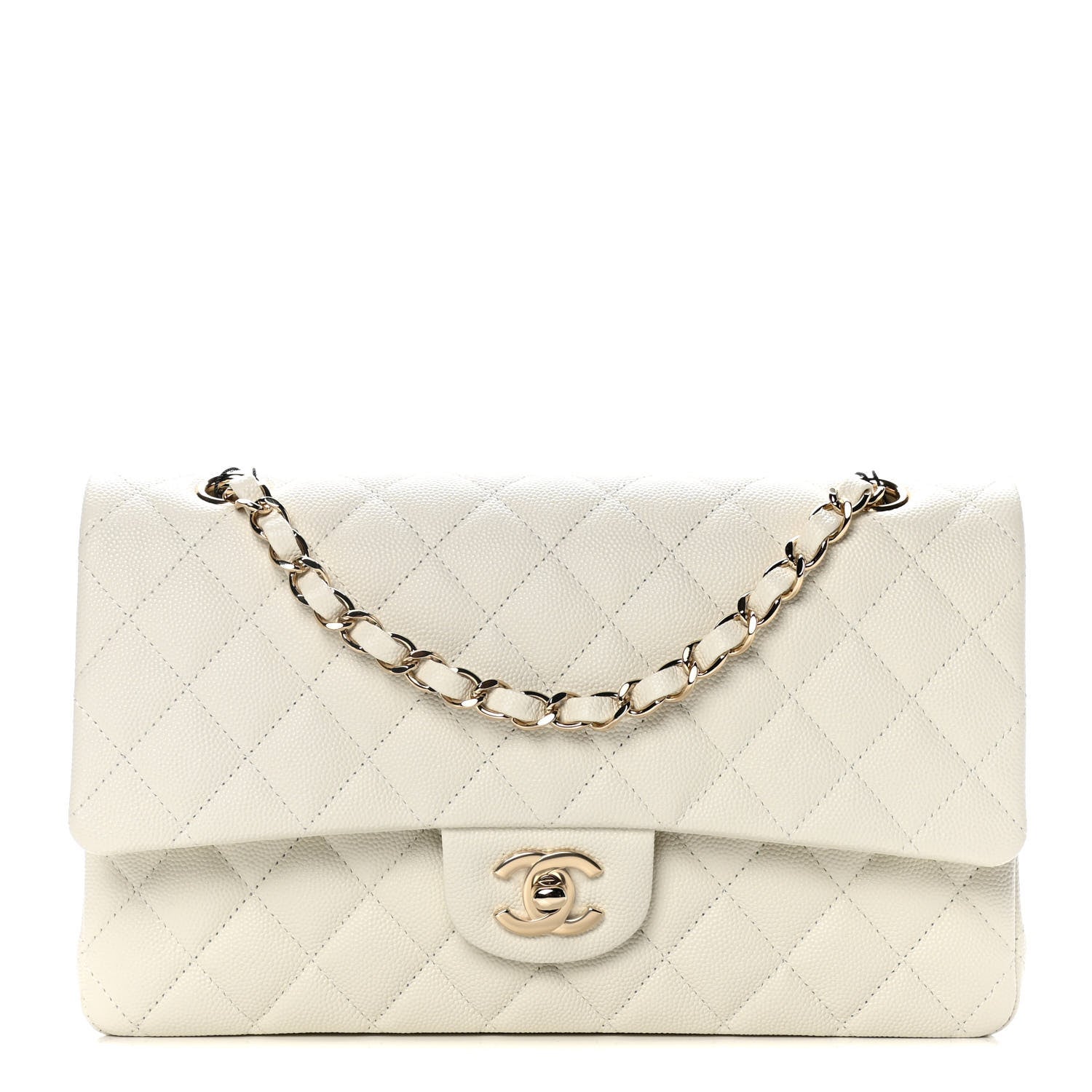 Chanel Caviar Quilted Medium Double Flap White 1 of 6