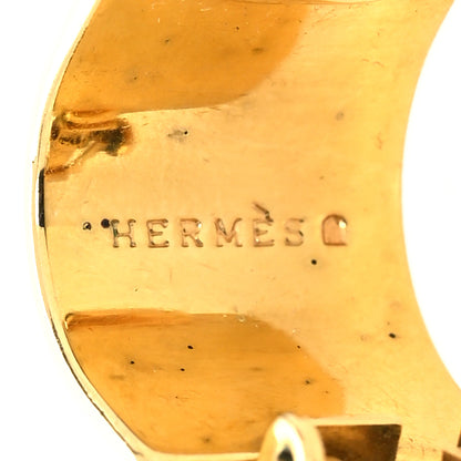 Hermes Gold Plated Printed Enamel Clip On Earrings 4 of 4