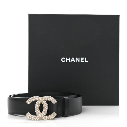 Chanel Calfskin Crystal Pearl Caviar CC Belt 80 32 Black 8 of 8