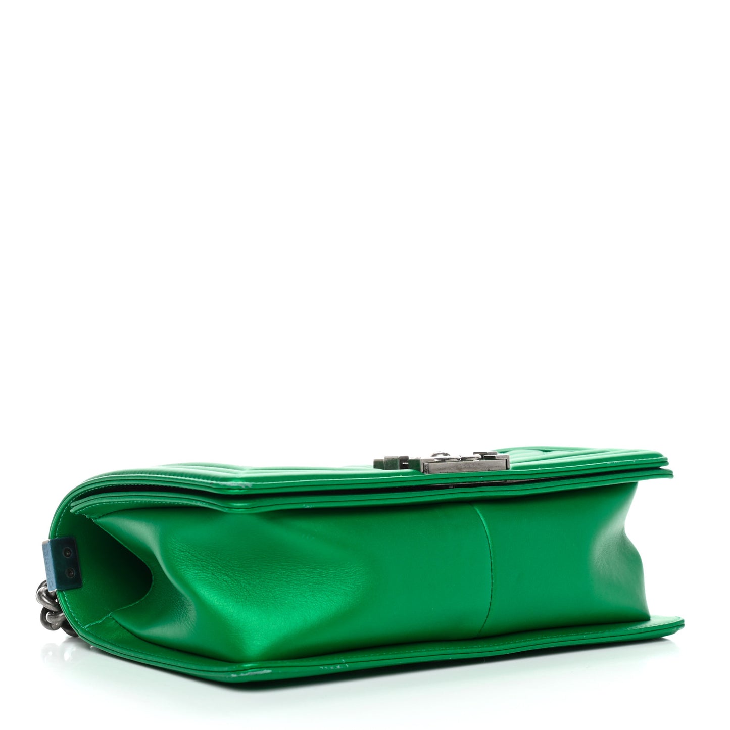 Metallic Calfskin Quilted Medium Boy Flap Green