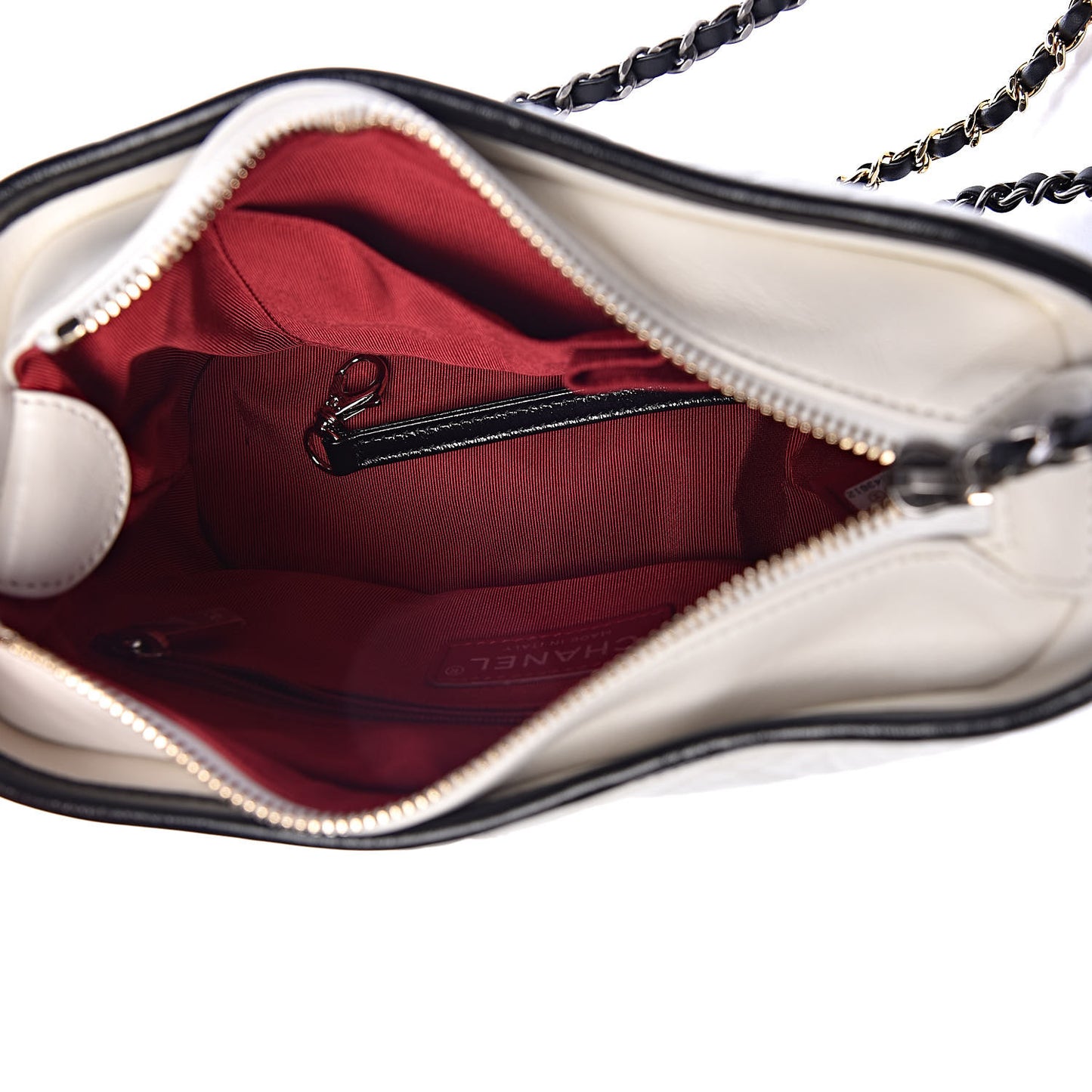 Aged Calfskin Quilted Small Gabrielle Hobo Black White