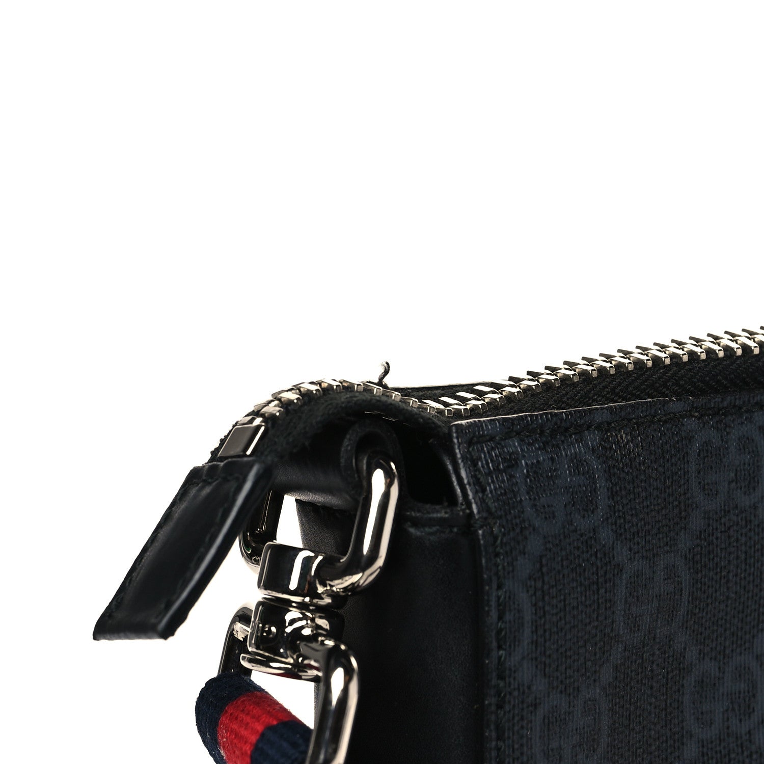 Gucci GG Supreme Monogram Web Small Flat Messenger Bag Black Grey 8 of 8