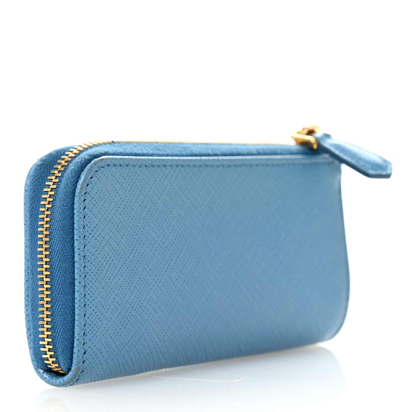 Saffiano Metal Zip Around Key Holder Celeste