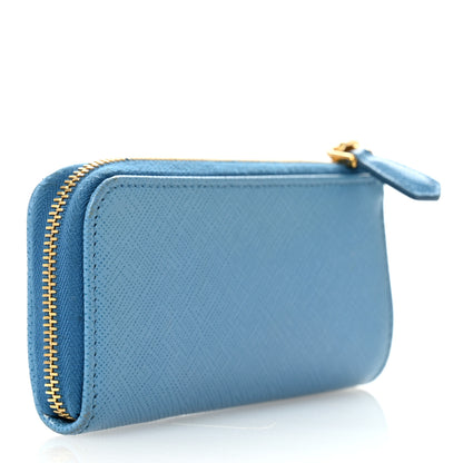 Prada Saffiano Metal Zip Around Key Holder Celeste 2 of 11