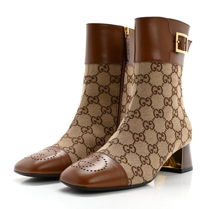 Gucci Monogram Cordovan Lux GG Ankle Boots 36.5 Beige Cuir 3 of 9