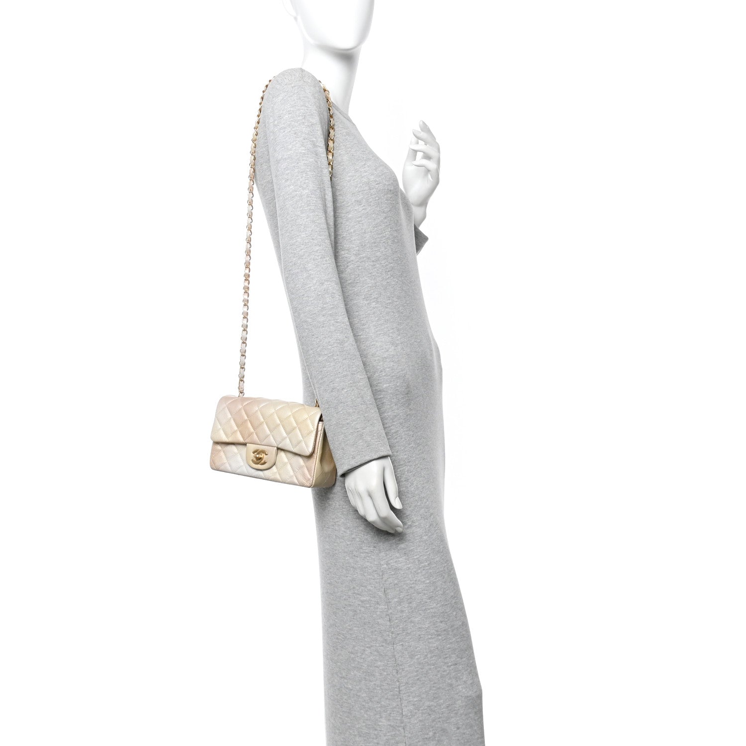 Chanel Metallic Goatskin Quilted Mini Rectangular Flap Gold 2 of 12