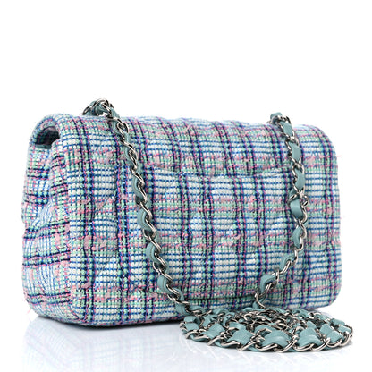 Chanel Tweed Quilted Mini Rectangular Flap Blue 3 of 9