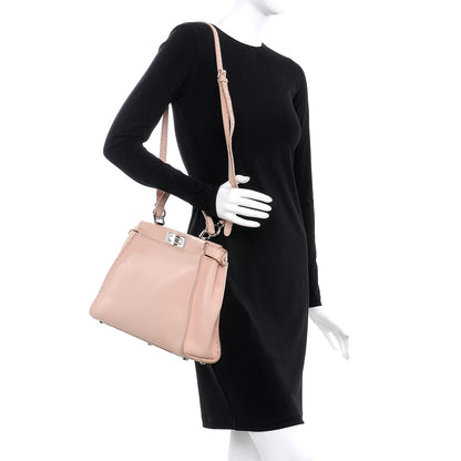 Fendi Cuoio Romano Selleria Bi-Color Medium Peekaboo Iconic Satchel Rosa Plaster Pesca 2 of 10