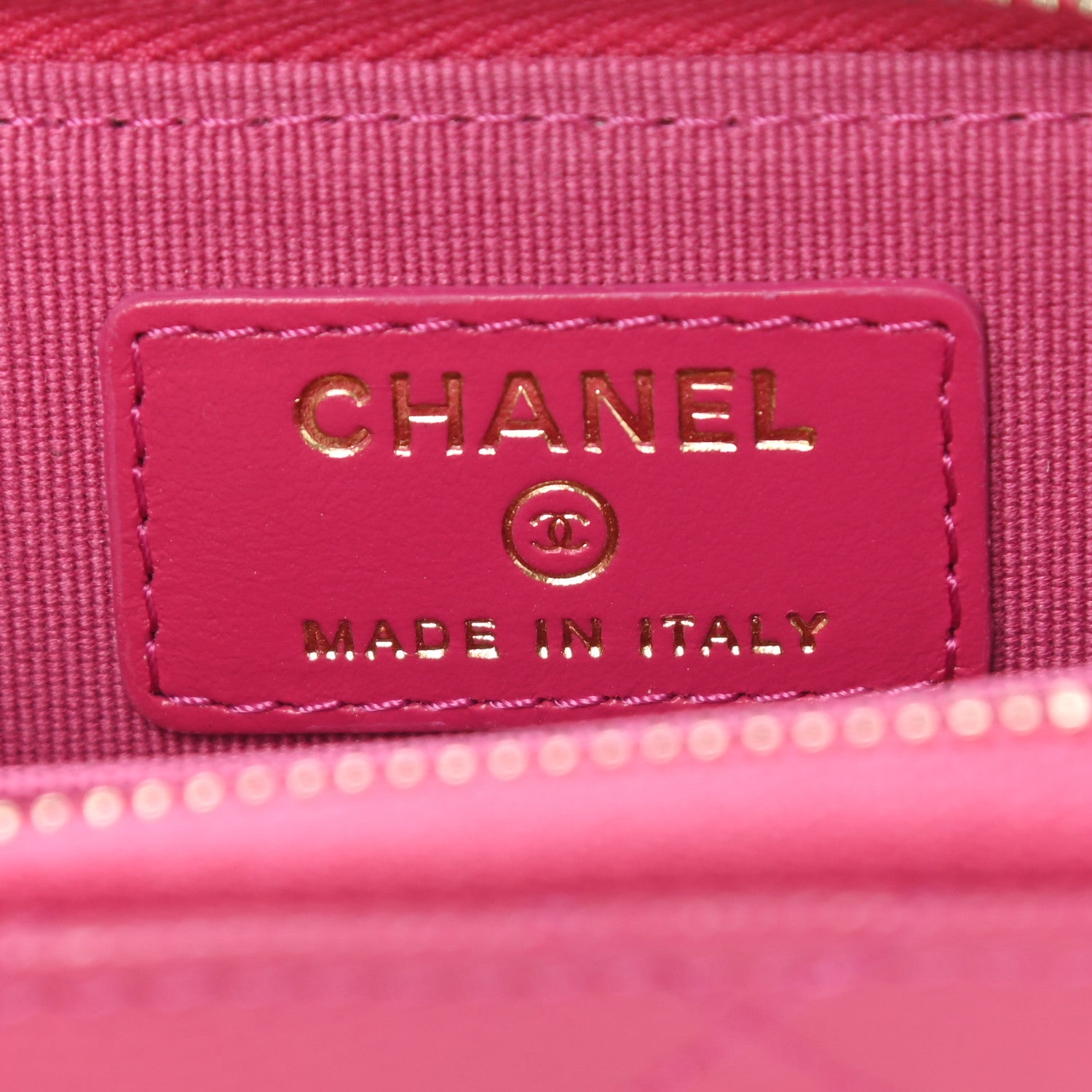 Chanel Caviar Quilted Zip Card Holder Fuchsia 5 of 7