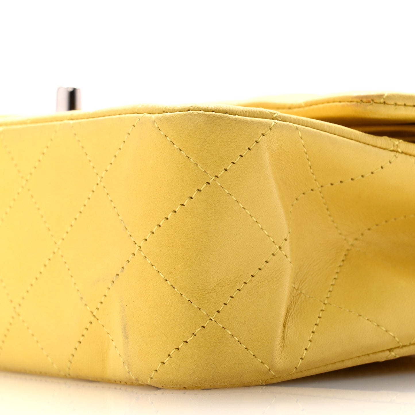 Lambskin Quilted Medium Double Flap Yellow