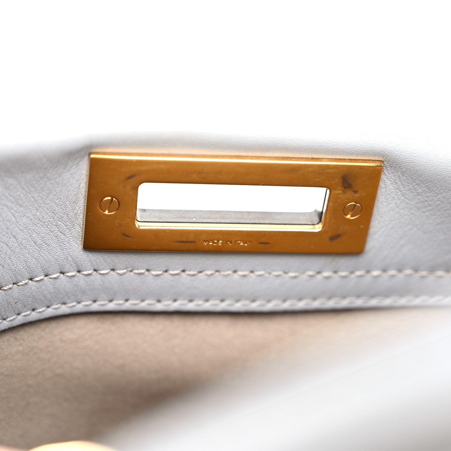 Fendi Vitello Seta Shiny Nappa Medium Peekaboo Iconic Satchel Ardesia Amido 7 of 12