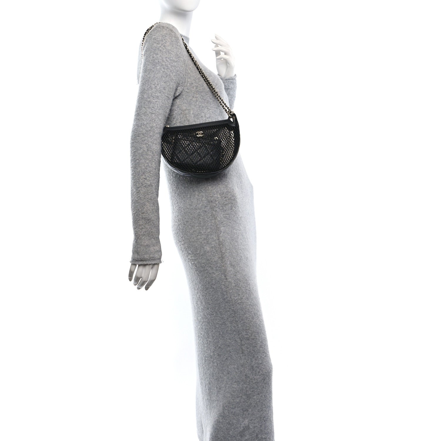 Chanel Mesh Shiny Lambskin Chain Hobo Black 3 of 11