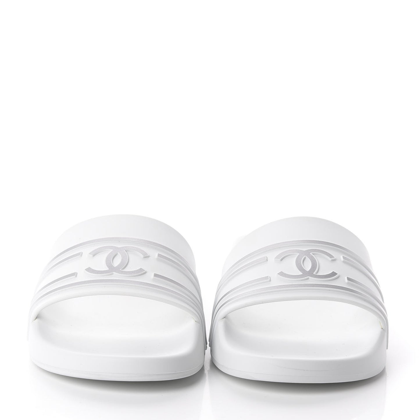 PVC CC Mules Sandals 38 White Grey