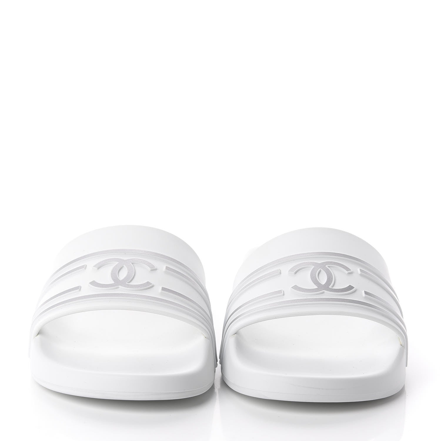 Chanel PVC CC Mules Sandals 38 White Grey 2 of 7