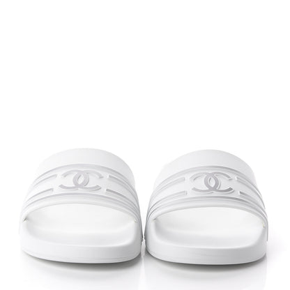 Chanel PVC CC Mules Sandals 38 White Grey 2 of 7