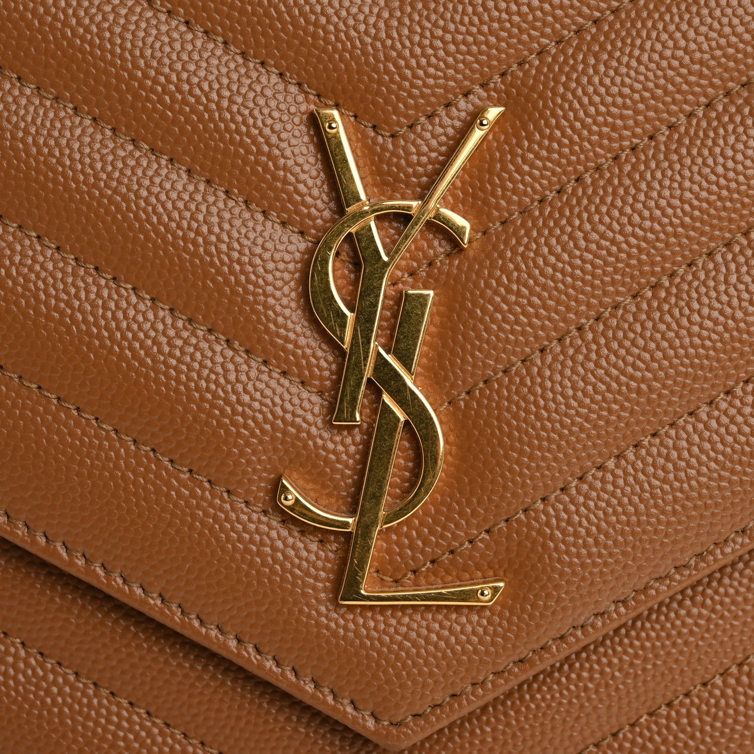 Saint Laurent Grain De Poudre Matelasse Chevron Monogram Envelope Natural Dark 8 of 10