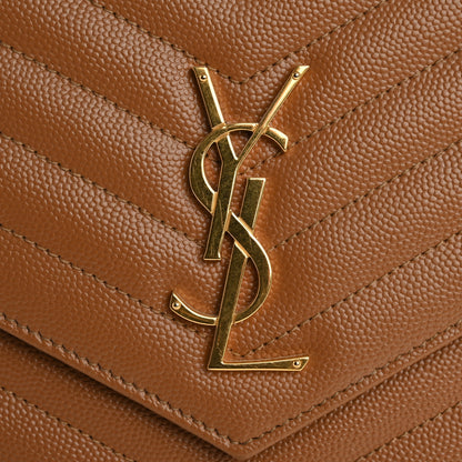 Saint Laurent Grain De Poudre Matelasse Chevron Monogram Envelope Natural Dark 8 of 10
