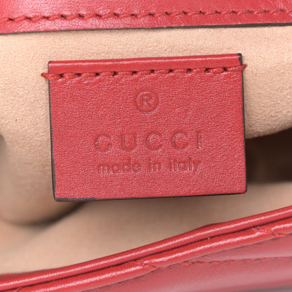 Gucci Calfskin Matelasse Super Mini GG Marmont Shoulder Bag Hibiscus Red 8 of 11