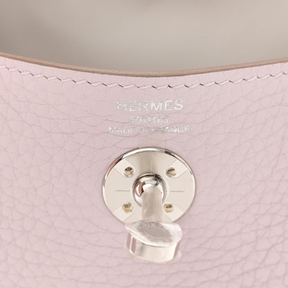 Hermes Taurillon Clemence Verso Mini Lindy 20 Mauve Pale Mushroom 6 of 11