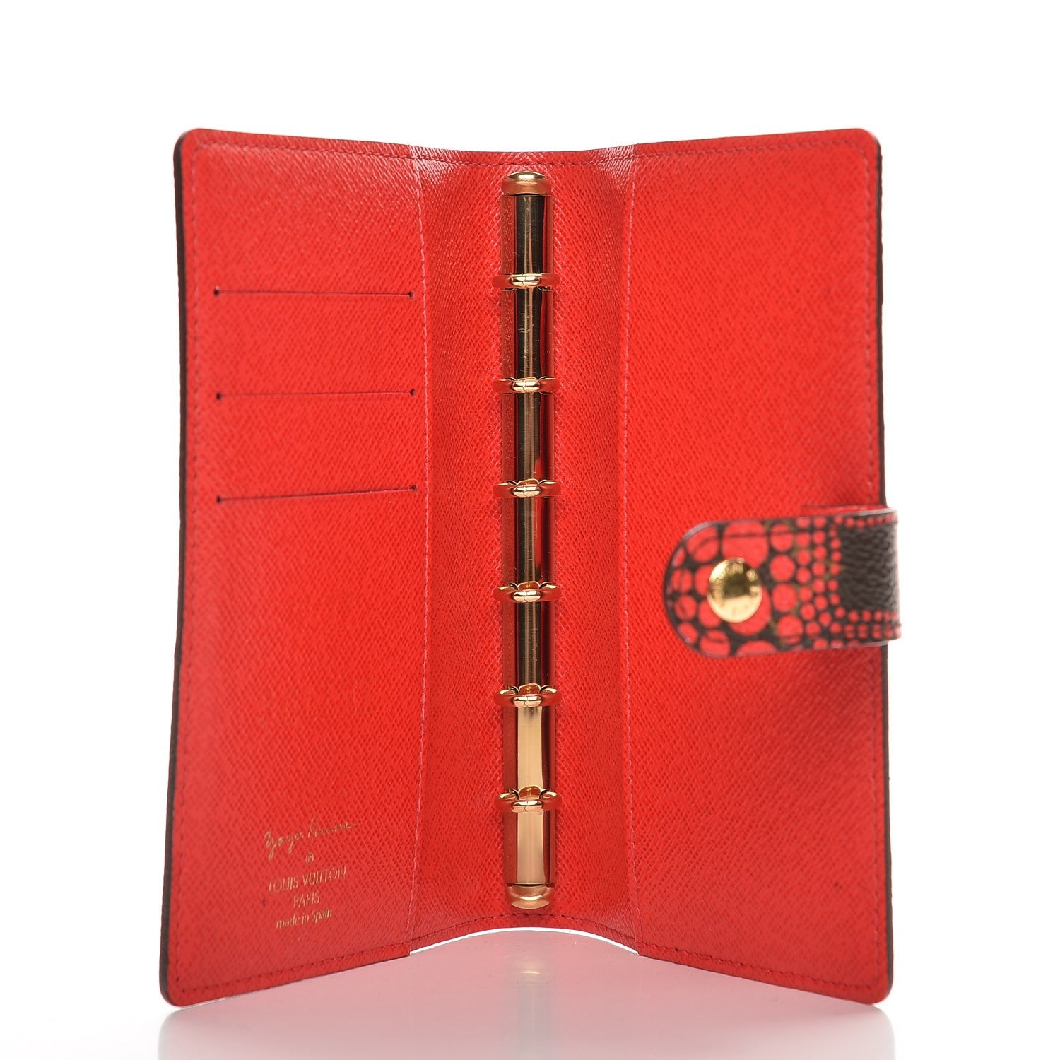 Louis Vuitton Monogram Kusama Town Small Ring Agenda Cover Red 5 of 6