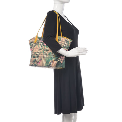 Burberry Haymarket Check Small Peony Rose Tote Larch Yellow 2 of 16
