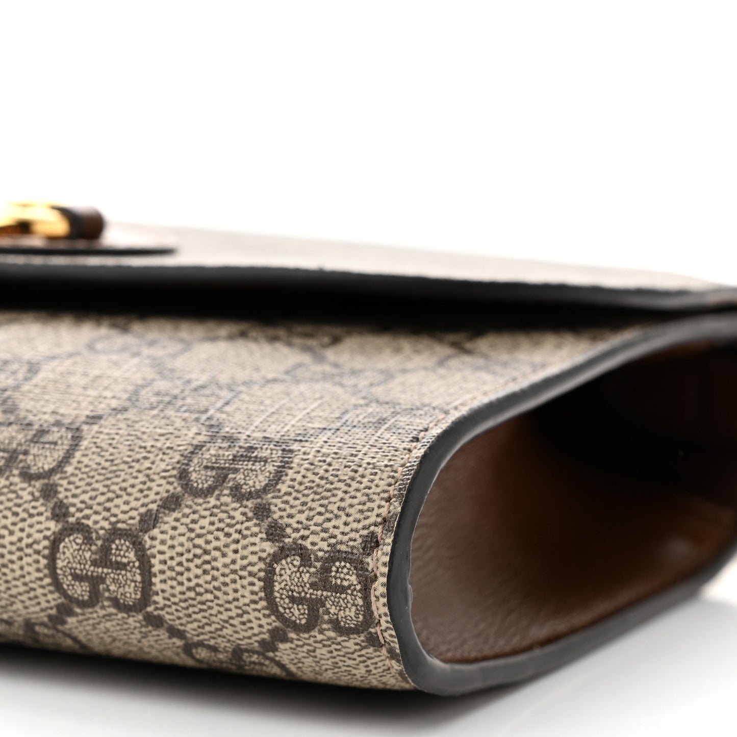 GG Supreme Monogram Azalea Calfskin Web Small Horsebit 1955 Crossbody Bag Beige Ebony Brown Sugar