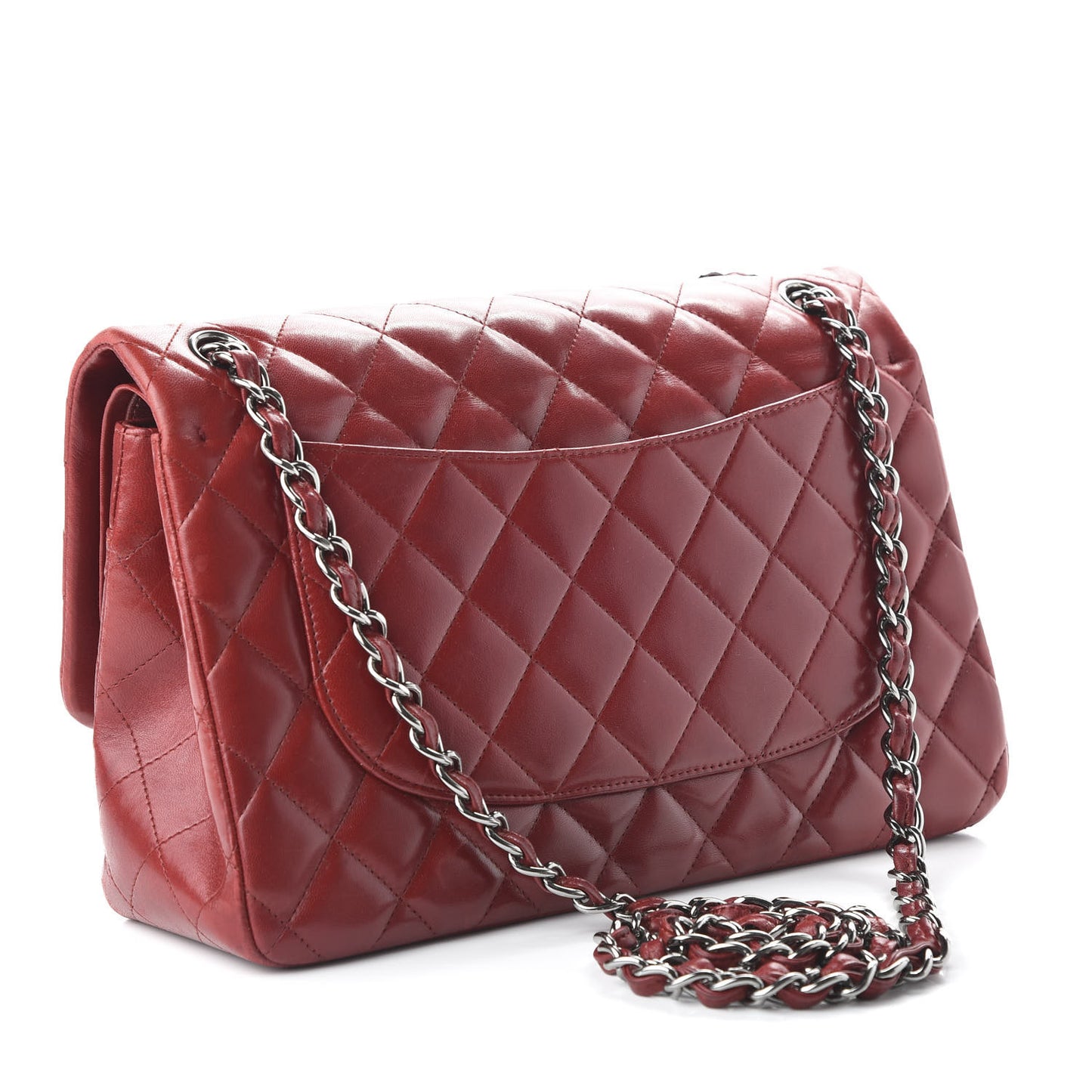 Lambskin Quilted Jumbo Double Flap Red