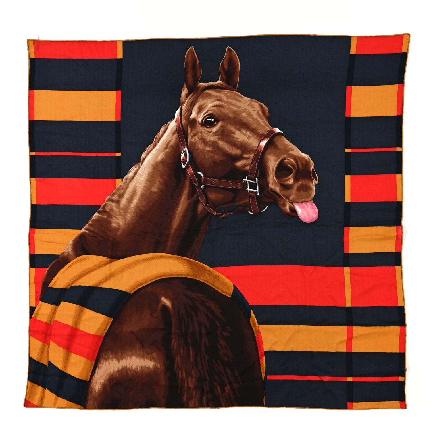 Hermes Cashmere Silk Rocabar De Rire Scarf 100 Anthracite Rouge Paille 1 of 3