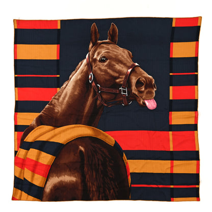 Hermes Cashmere Silk Rocabar De Rire Scarf 100 Anthracite Rouge Paille 1 of 3