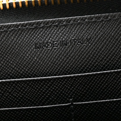 Prada Saffiano Metal Zip Around Wallet Black 8 of 10
