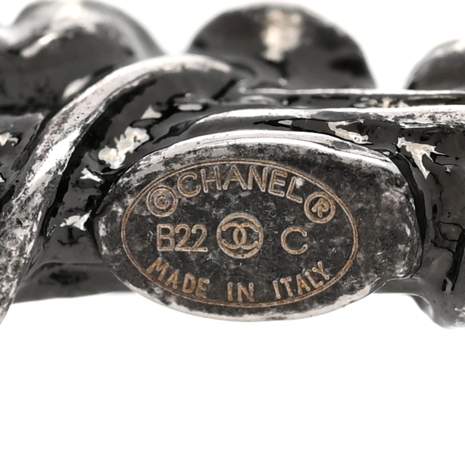 Chanel Crystal Camellia CC Hoop Earrings Ruthenium 4 of 4